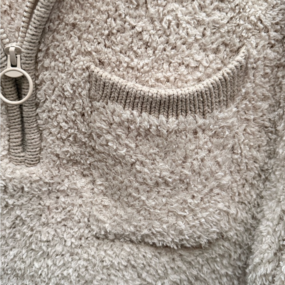 BNWOT Aerie Cream Teddy Quarter-Zip Jacket - Picture 4 of 7